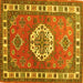 Square Medallion Yellow Traditional Rug, tr498yw