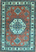 Machine Washable Medallion Light Blue Traditional Rug, wshtr498lblu