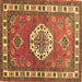 Square Machine Washable Medallion Brown Traditional Rug, wshtr498brn