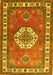 Machine Washable Medallion Yellow Traditional Rug, wshtr498yw