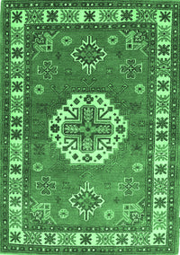 Medallion Emerald Green Traditional Rug, tr498emgrn