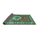 Sideview of Medallion Turquoise Traditional Rug, tr498turq