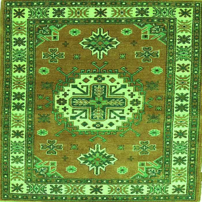 Serging Thickness of Medallion Green Traditional Rug, tr498grn