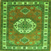 Round Machine Washable Medallion Green Traditional Area Rugs, wshtr498grn