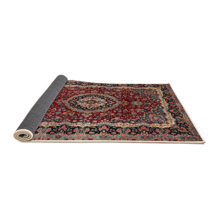 Sideview of Traditional Orange Salmon Pink Medallion Rug, tr499