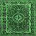 Square Medallion Emerald Green Traditional Rug, tr499emgrn