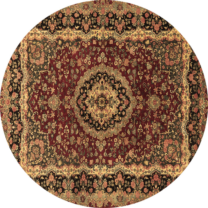 Round Medallion Brown Traditional Rug, tr499brn