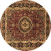 Round Medallion Brown Traditional Rug, tr499brn