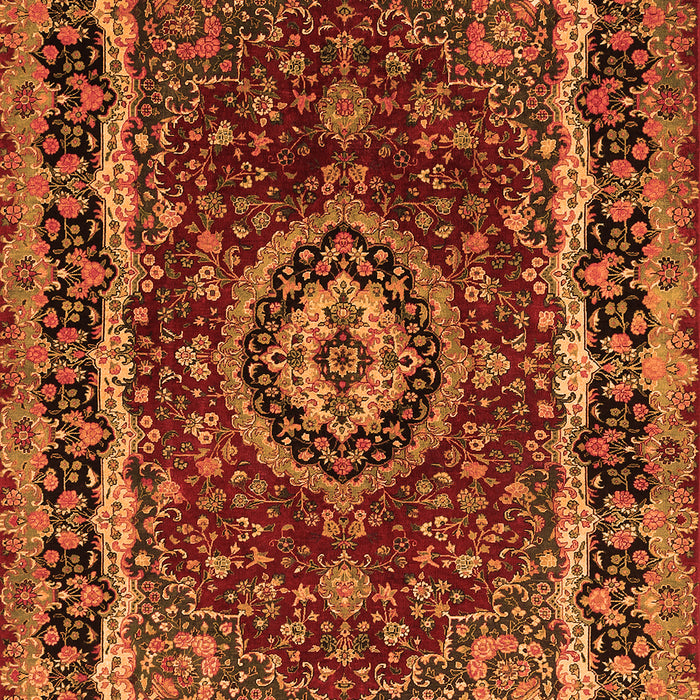 Serging Thickness of Machine Washable Medallion Orange Traditional Area Rugs, wshtr499org