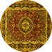 Round Medallion Yellow Traditional Rug, tr499yw