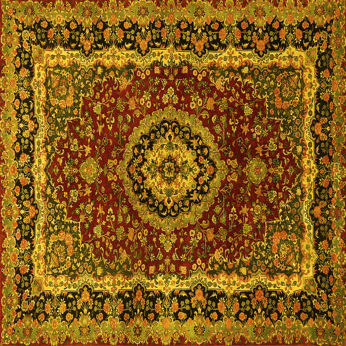 Square Medallion Yellow Traditional Rug, tr499yw