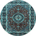 Round Medallion Light Blue Traditional Rug, tr499lblu