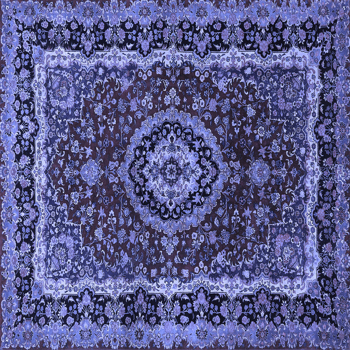 Square Machine Washable Medallion Blue Traditional Rug, wshtr499blu