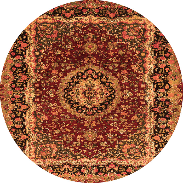 Machine Washable Medallion Orange Traditional Area Rugs, wshtr499org