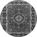 Machine Washable Medallion Gray Traditional Rug, wshtr499gry