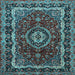 Square Medallion Light Blue Traditional Rug, tr499lblu