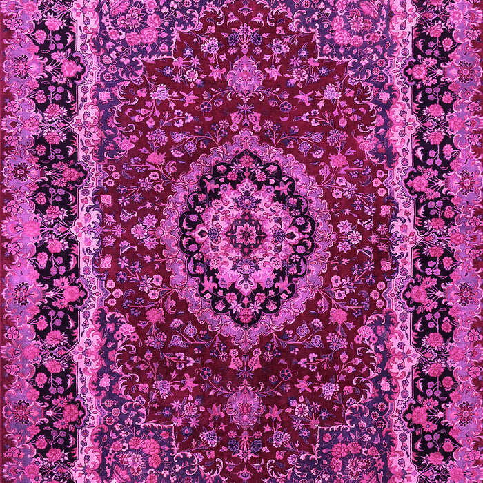 Machine Washable Medallion Pink Traditional Rug, wshtr499pnk
