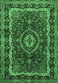 Medallion Emerald Green Traditional Rug, tr499emgrn