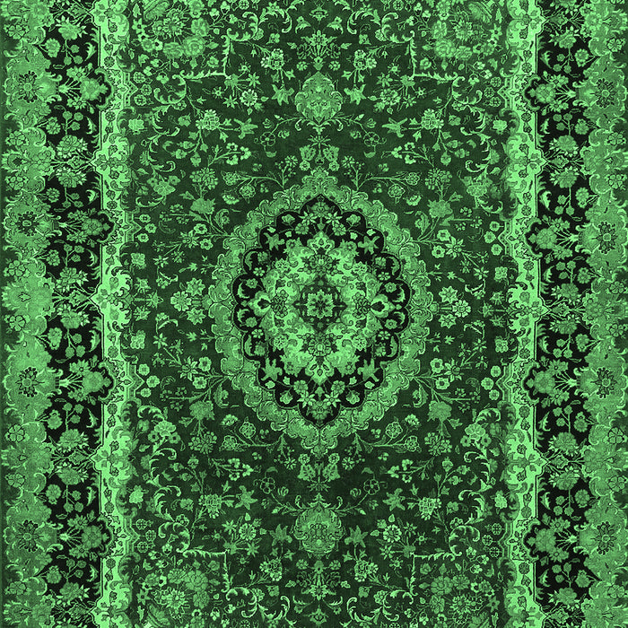 Medallion Emerald Green Traditional Rug, tr499emgrn