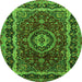 Machine Washable Medallion Green Traditional Area Rugs, wshtr499grn