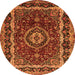 Square Medallion Orange Traditional Rug, tr499org