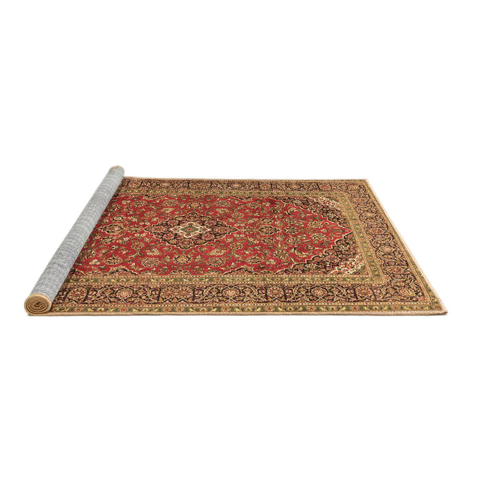 Sideview of Machine Washable Medallion Brown Traditional Rug, wshtr49brn