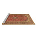 Sideview of Machine Washable Medallion Brown Traditional Rug, wshtr49brn