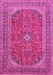 Machine Washable Medallion Pink Traditional Rug, wshtr49pnk