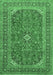 Machine Washable Medallion Emerald Green Traditional Area Rugs, wshtr49emgrn