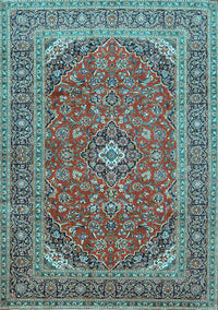 Medallion Light Blue Traditional Rug, tr49lblu