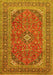 Machine Washable Medallion Yellow Traditional Rug, wshtr49yw