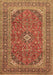 Machine Washable Medallion Brown Traditional Rug, wshtr49brn