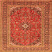 Round Machine Washable Medallion Orange Traditional Area Rugs, wshtr49org