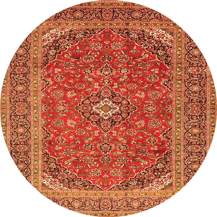 Machine Washable Medallion Orange Traditional Area Rugs, wshtr49org