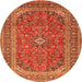 Machine Washable Medallion Orange Traditional Area Rugs, wshtr49org