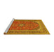 Sideview of Machine Washable Medallion Yellow Traditional Rug, wshtr49yw