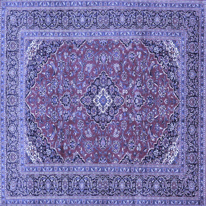 Square Machine Washable Medallion Blue Traditional Rug, wshtr49blu