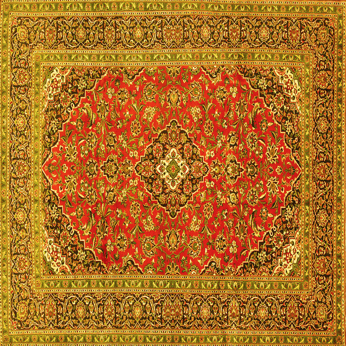 Square Medallion Yellow Traditional Rug, tr49yw