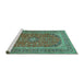 Sideview of Machine Washable Medallion Turquoise Traditional Area Rugs, wshtr49turq