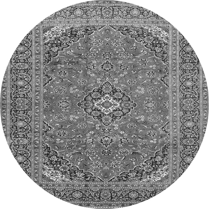 Machine Washable Medallion Gray Traditional Rug, wshtr49gry