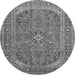 Machine Washable Medallion Gray Traditional Rug, wshtr49gry