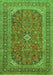 Serging Thickness of Machine Washable Medallion Green Traditional Area Rugs, wshtr49grn