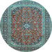 Round Medallion Light Blue Traditional Rug, tr49lblu