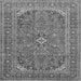 Round Machine Washable Medallion Gray Traditional Rug, wshtr49gry