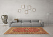 Machine Washable Medallion Brown Traditional Rug in a Living Room,, wshtr49brn