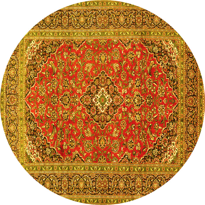 Round Medallion Yellow Traditional Rug, tr49yw