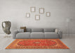 Machine Washable Medallion Orange Traditional Area Rugs in a Living Room, wshtr49org