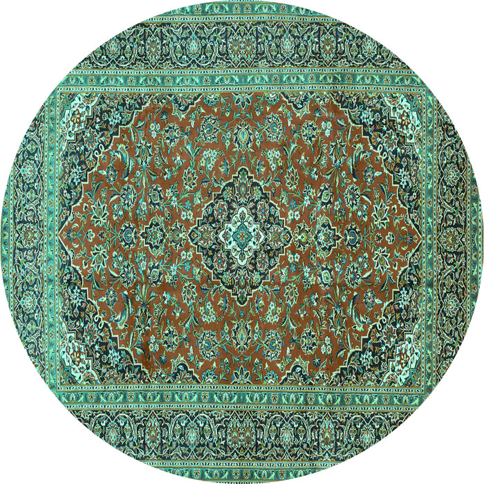 Round Medallion Turquoise Traditional Rug, tr49turq