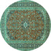 Round Medallion Turquoise Traditional Rug, tr49turq