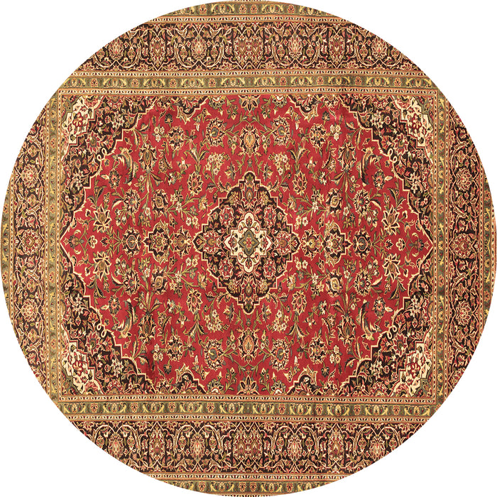 Round Medallion Brown Traditional Rug, tr49brn